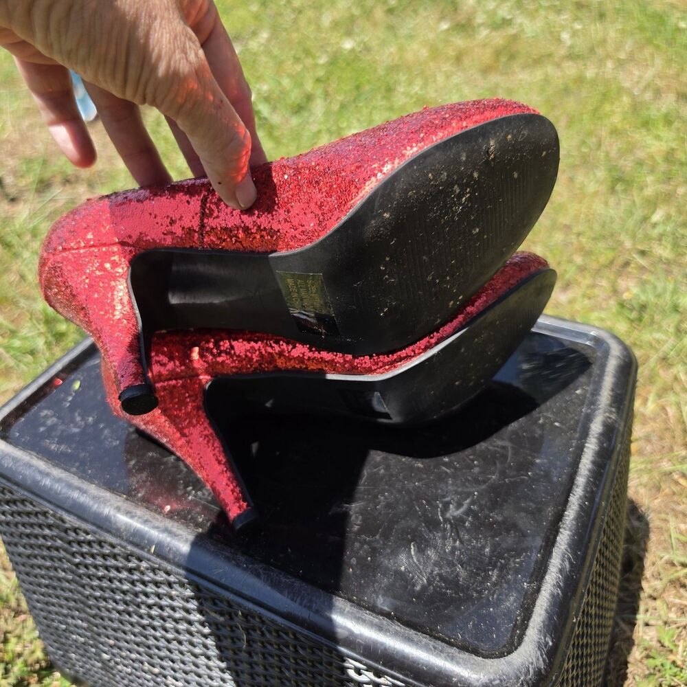 Unbranded Red Glitter Mary Jane Heels Womens Size M (7/8) - Picture 5 of 7